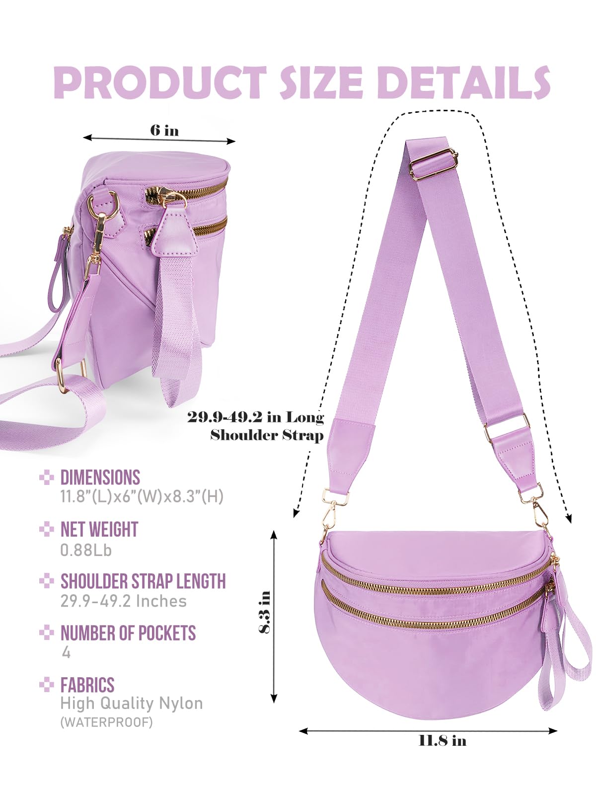 Pure Colour Crossbody Bag Bum Bag for Women,Spacious Purse Fanny Packs Belt Bag,Oversized Bum Bag (Colour Bum Bag-Beige)
