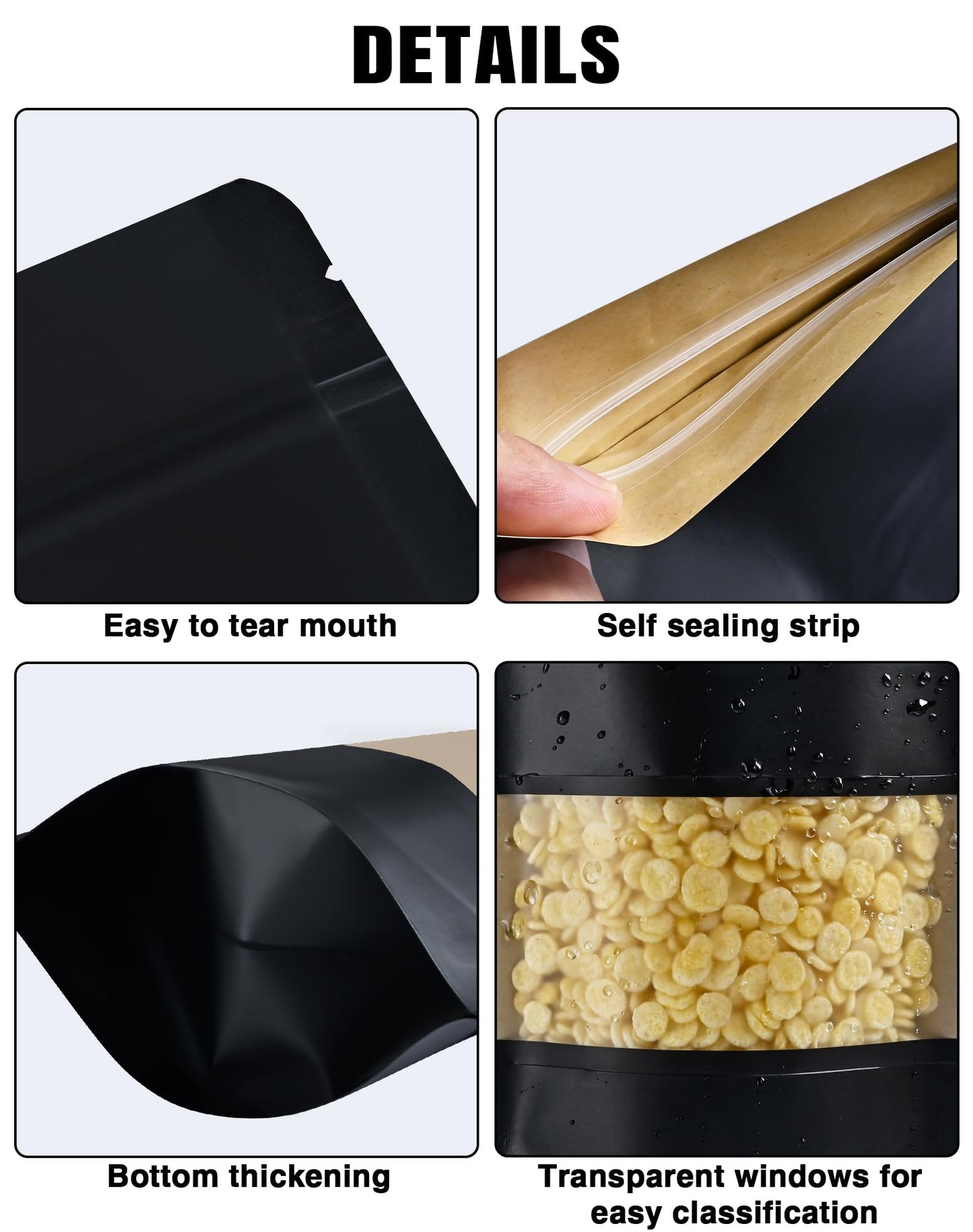 FireKylin 100 Pcs Paper Bags Resealable bags 3.5" x 5.5" Zipper Food Storage Bags, Stand Up, with Matte Window, Reusable, Sealable, for Packaging Products