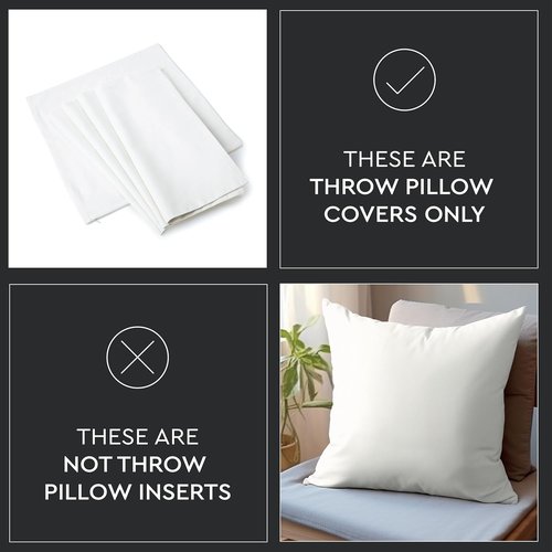 Encasa XO Throw Pillow Covers - Set of 2 Natural Cotton 12x12 in | Decorative Cushion Covers with Improved Zipper for Living Room & Sofa