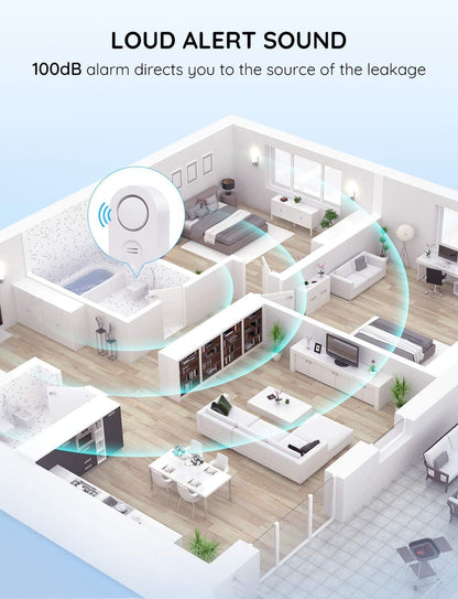 Govee WiFi Water Leak Detector 3 Packs, Leak Alert with Remotely Email/APP Push and Sound Alarm, Smart Water Sensor with 100dB Adjustable Alarm, Suit for Home and Basement