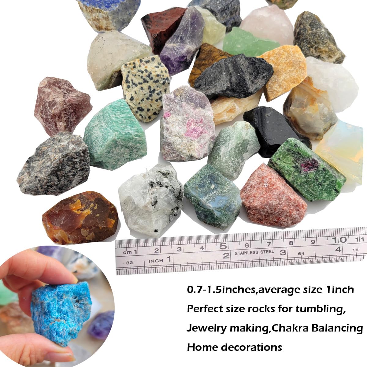 5.4lb Bulk Natural Rocks for Tumbling,Rocks Minerals Collections Raw Crystals Rough Stones for Polishing Gemstones Crystals and Healing Stones for Wicca Reiki (110-130pcs)