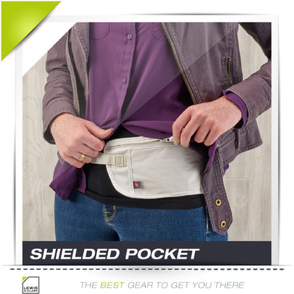 Lewis N. Clark Women's RFID Blocking Money Belt Travel Pouch + Credit Card, ID, Passport Holder for Women & Men, Taupe, One Size