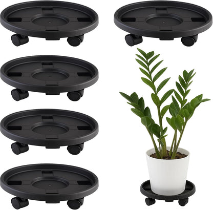 Tulpeed 5 Pack 13 Inch Rolling Plant Stand with Wheels Plant Caddy with Wheels Heavy Duty Plant Dolly Roller Base
