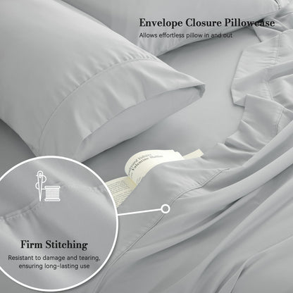 Dreava Grey Twin Sheet Set - Soft Breathable Microfiber Bed Sheets with Extra Deep Pocket, Luxury Hotel Cooling Bedding, Oeko-Tex Certified Wrinkle Free 3 Piece