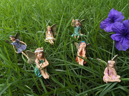 SisBroo Fairy Garden Accessories Outdoor Indoor, 6pcs Miniature Fairies Figurines for Pot Plants and Mini Garden Lawn Decorations