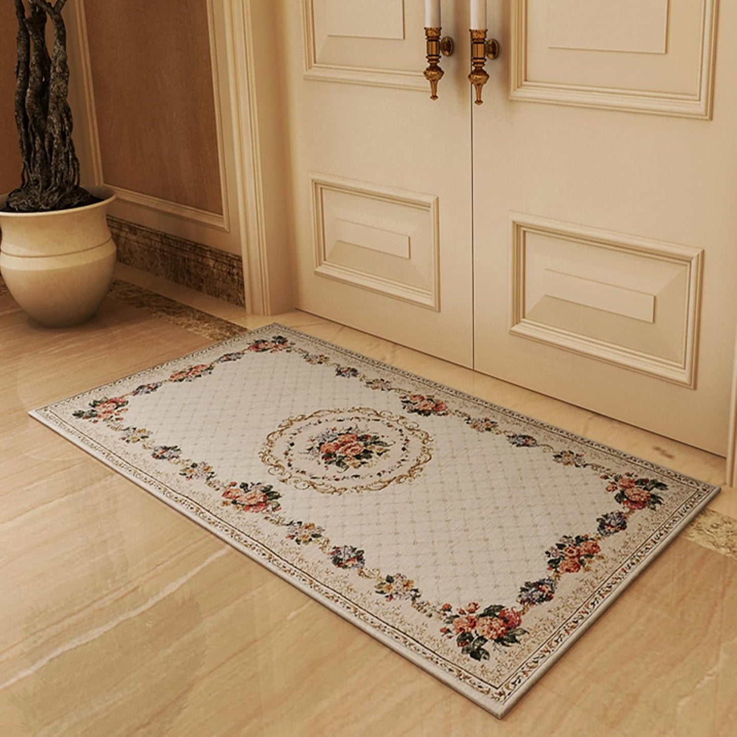 2'7'' 4, UKELER Luxury Soft Rustic Floral Area Rugs Washable Elegant Non Slip Accent Floor Rugs Carpet for Bedroom Kids