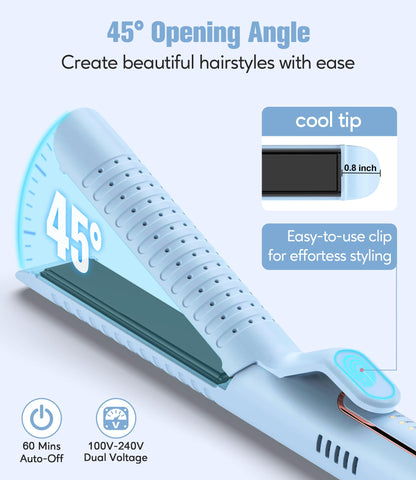 Farery Chill Set Soft-Air Curling Iron: Gentle Soft Air for Quick Styling & Long-Lasting Curls, Lock in Style with Cooling Air Vents, 2-in-1 Hair Straightener & Curler with Upgraded Long Barrel, Pink