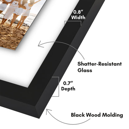Americanflat 5x7 Picture Frame Collage with Shatter-Resistant Glass - Fits Three 5x7 Photos or use as One 10x20 Picture Frame - Signature Collection - Collage Frames with Floating Effect - Black