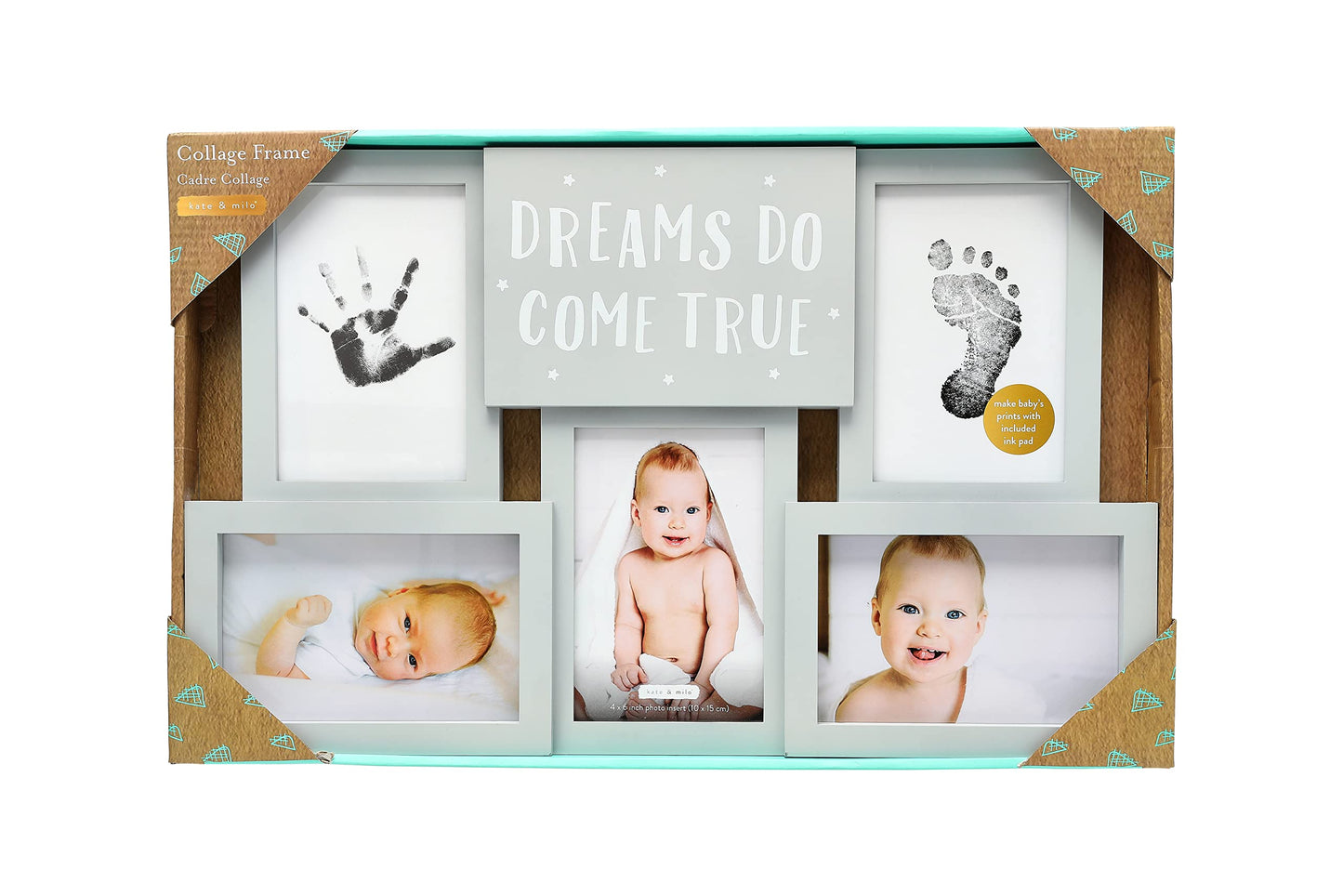Kate & Milo Dreams Do Come True First Year Picture Frame, First Year by Month, Newborn Baby Must Haves, Gray