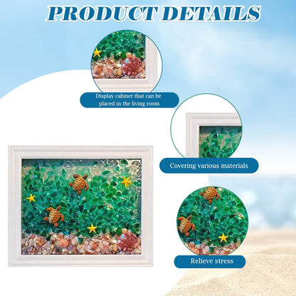 Sea Stained Glass Craft Kit: Sea Turtle Mosaic Kit for Adults, DIY Resin Art Kit with Crushed Seaglass, Beach Frame Glass Artwork Craft Kit, Beginner Adult Crafts for Home Décor & Ocean Art Projects