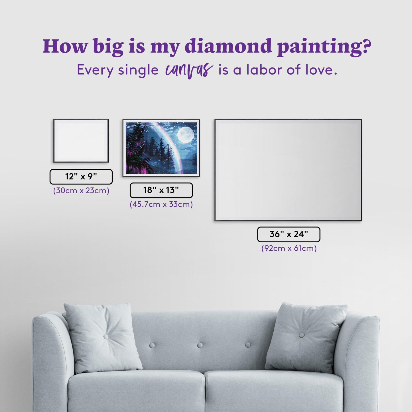 DIAMOND ART CLUB Wisteria Moon Diamond Painting Kit, Fun DIY Crafts for Adults, Round Diamond Art Canvas, 18" x 13" (45.7 cm x 33 cm)