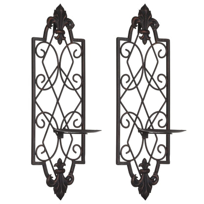 GUSUWOD Set of 2 Metal Wall Sconce Candle Holders, Fleur De Lis Detailed