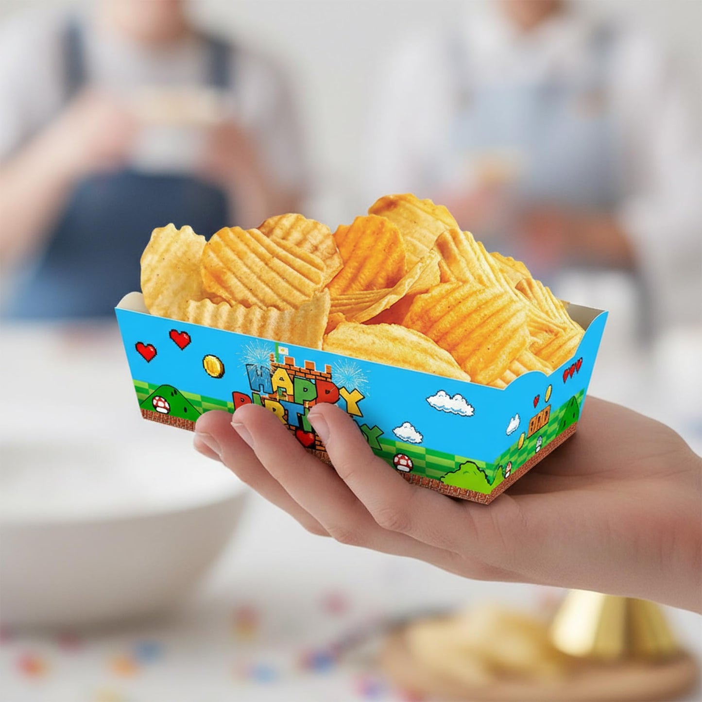 PaimainKing Super Brothers Themed Disposable Paper Food Trays, 24 Pcs
