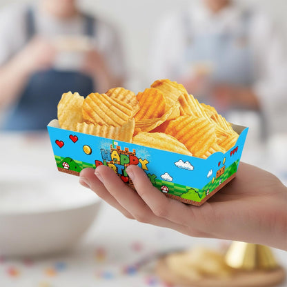 PaimainKing Super Brothers Themed Disposable Paper Food Trays, 24 Pcs