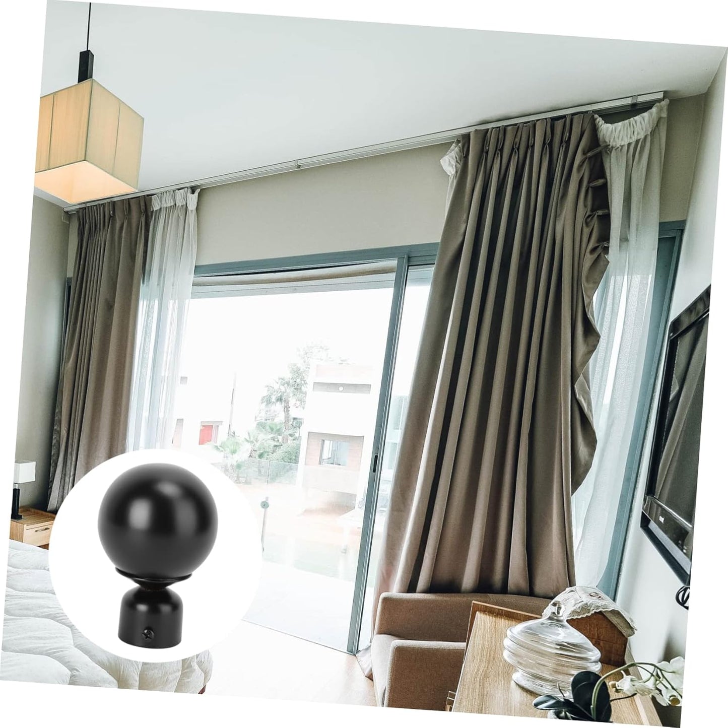 Artibetter 2pcs Roman Pole Decorative Head Curtain Pole Finials, Iron Drapery Rod Ends for Curtain Rail