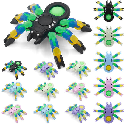 LENDOD Halloween Spider Transformable Fidget Toys - Halloween Party Favors Bulk for Kids and Adults, Glow in The Dark, Halloween Treat Bags Gifts, Pop Sensory Fidget Toys & Home Party Decor-15PCS