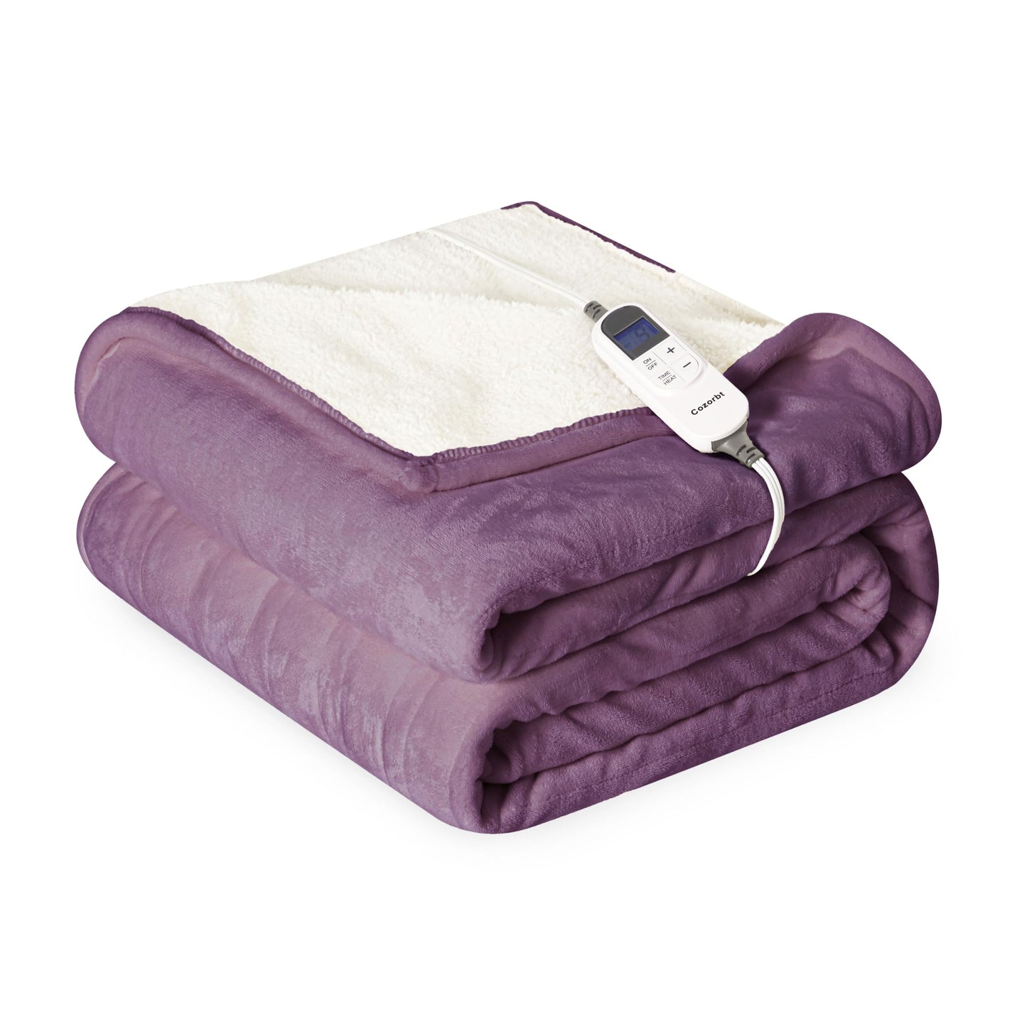 Heat Blanket 50”x60” Throw,Soft Flannel & Sherpa Reversible Electric Blanket with 10 Heat Settings,12 Timer Setting and 3 Hours Auto-Shut Off,ETL Certified Machine Washable,Light Brown