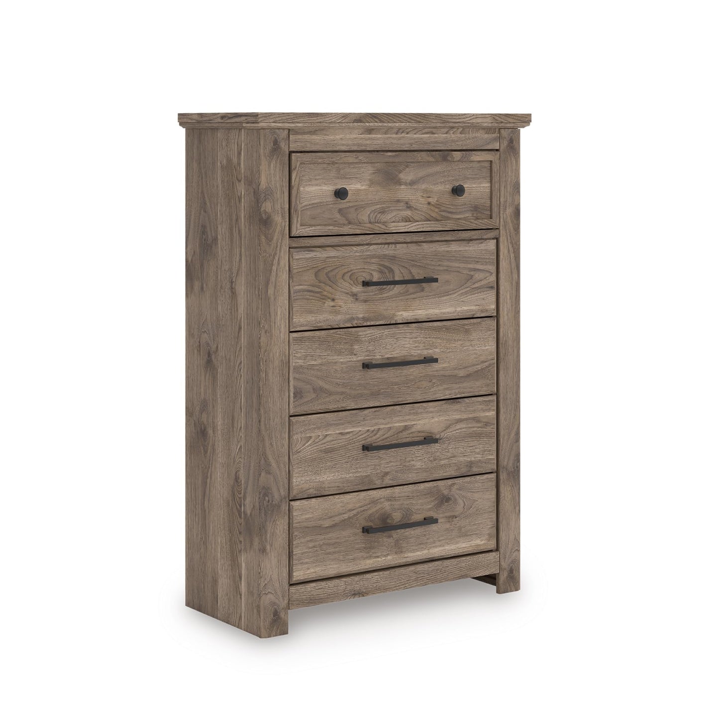 Signature Design by Ashley Stanziford Casual 5-Drawer Chest with Wood Finish, Dark Brown