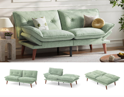 LINSY HOME Futon Sofa Bed, 70" Futon Couch with Adjustable Backrest and Armrest, Comfy Loveseat Convertible Folding Sleeper Sofa Couches for Small Spaces Living Rooms Apartment Office