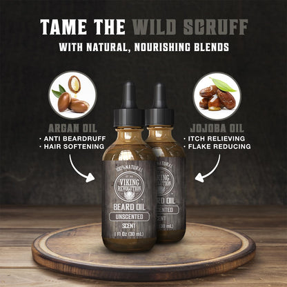 Viking Revolution Sandalwood Beard Oil for Men - Natural Mens Beard Oil with Argan Oil and Jojoba Oil - Beard Softener, Strengthens and Moisturizes - Beard Conditioner for Men (Sandalwood, 1 Pack)