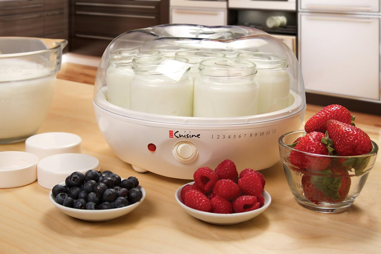 Euro Cuisine YM80 Set 8 Yogurt Maker,White & Glass Jars for Yogurt Maker