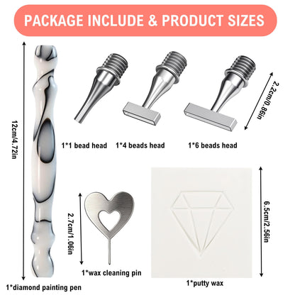 Diamond Art Pen, with Thin Version Steel Diamond Art Pen, Enduring Stickiness Putty Wax for Diamond Art Kits for Adults, Ergonomic 5D Diamond Painting Pens Accessories Tools (White 146 Tips)