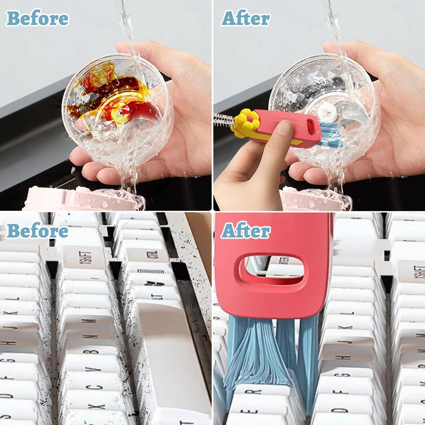 3 in 1 Cup Lid Cleaning Brush, Portable Multifunctional Cleaning Tool for Home Kitchen