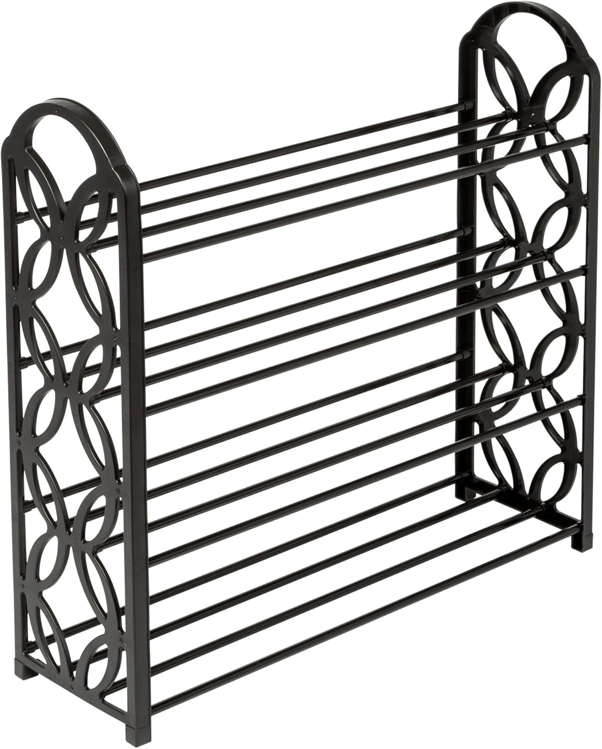 4 SHO-09597 Honey Can Do Tier Butterfly Shoe Rack Black