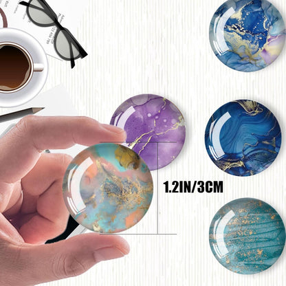 Strong Glass Refrigerator Stickers - 12Pcs Funny Magnets for Fridge, Cute Decorative Tiny Magnets (Marble)