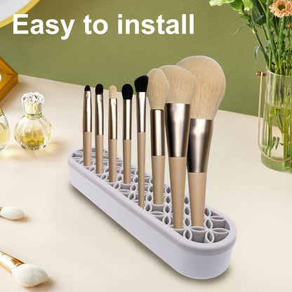 GDFYMI 2Pcs Grey Silicone Makeup Brush Holder Stand Makeup Brush Storage Make Up Brushes Holder Organizer for Painting Pen Brushes Nail Clippers Drill Pens Ruler Sewing Craft Tools