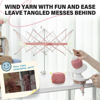 INMAKER Yarn Winder and Swift, Ball Winder and Swift Combo for Crocheting & Knitting, Quick Install Yarn Spinner, Essential Tool for Crafting Enthusiasts