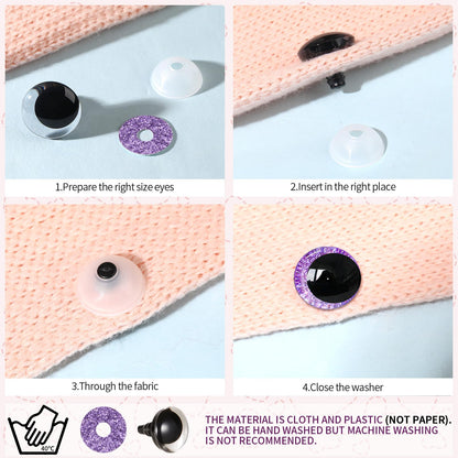 MUCUNNIA 160 pcs Safety Eyes for Crocheting 12-35mm 3D Moon Safety Eyes and Noses for Amigurumi with Washers Large Plastic Crochet Eyes Doll Craft Eyes for Plush Stuffed Animals Toy Making Supplies
