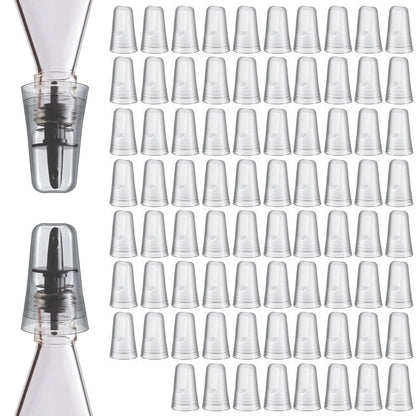 Chengu 80 Pieces Liquor Bottle Toppers for Liquor Pour Bottle Covers Universal Pour Dispenser Bar Dust Translucent Rubber Spout Covers for Home Kitchen Tools Supplies