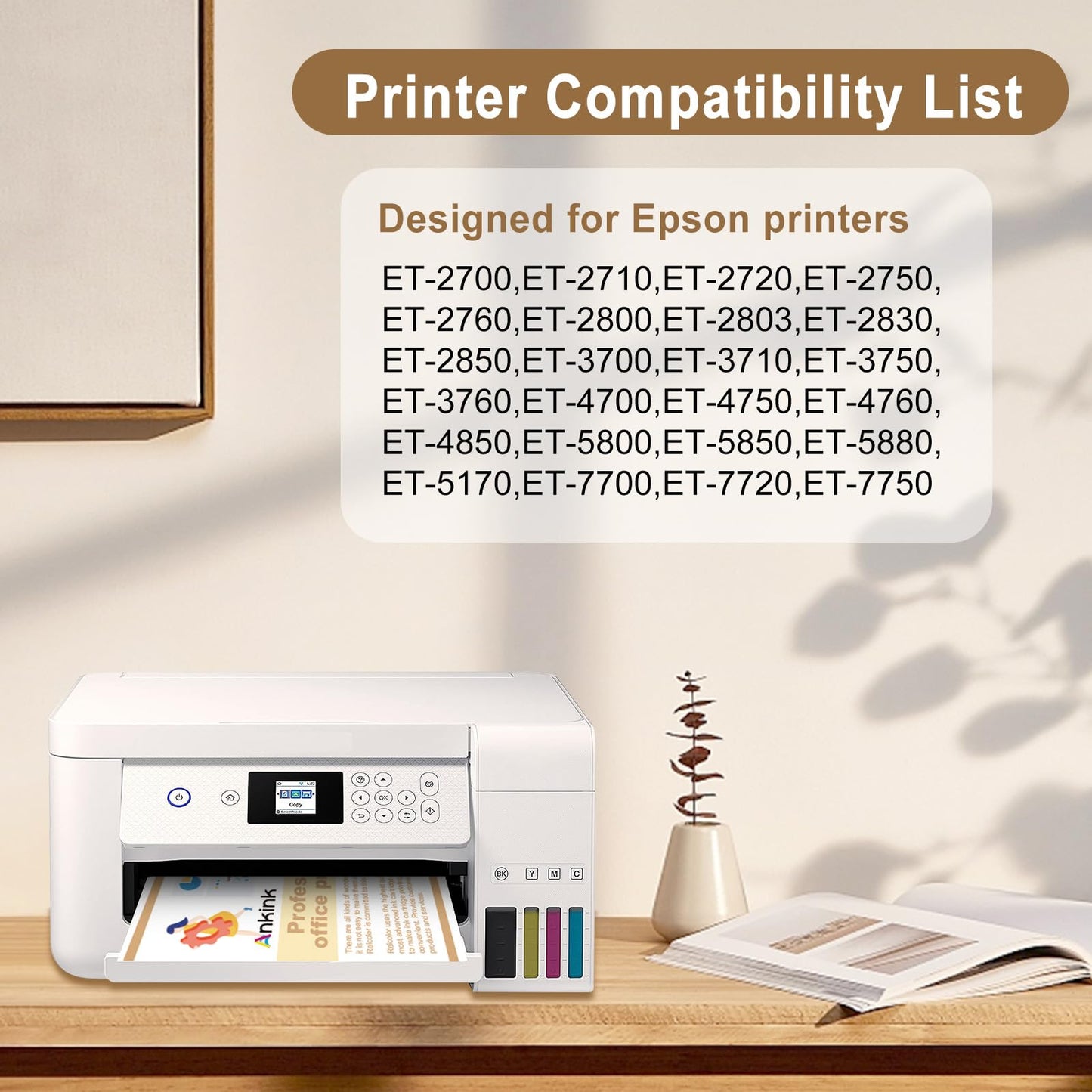 Ankink Sublimation Ink 502 522 Autofill for Ecotank ET-2800 ET-2803 ET-2850 ET-2720 ET-2760 ET-4800 ET-15000 ET-2400 ET-3760 ET-4760 Heat Press Transfer on Mugs T-Shirts Anti-UV ICC-Free