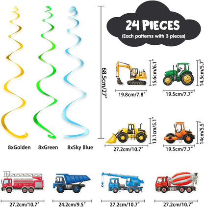'-24 WERNNSAI Construction Hanging Swirls PCS Construction Party Decorations Construction Zone Party Ceiling Swirls Dump