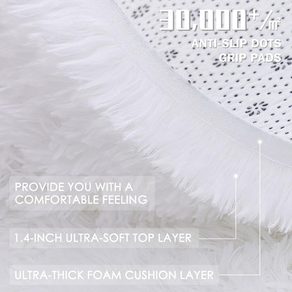 OLANLY Large Area Rug - Soft Fluffy Shaggy Carpet for Living Room & Bedroom | 6x9 ft, White