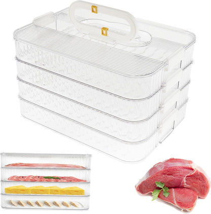 Deli Meat Container for Fridge, 4 Layer Lunch Meat Storage Container with Lid for Bacon and Cheese Organization