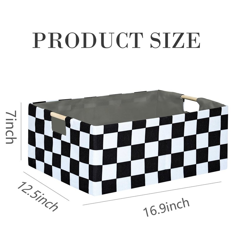 Checkered Storage Basket Room Decor Gifts Basket Foldable Nursey Box Kids Hamper Storage Cube for Women Closet Organizer Boys Car Toys Bins with Handles
