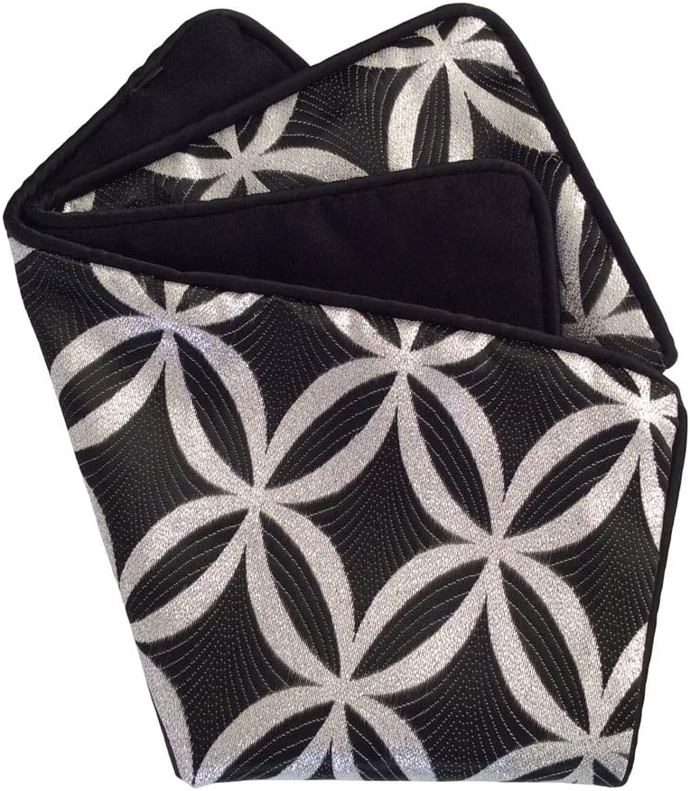 Satin Circle Lattice Pillow Cover - Black-Silver 16"x16" Decorative Sham for Home Decor