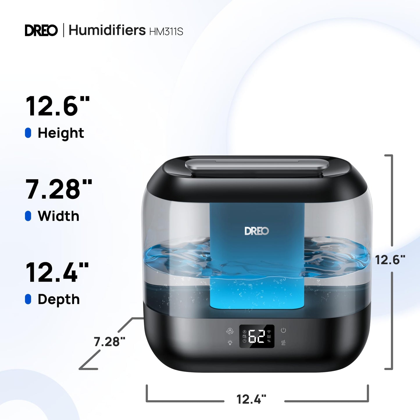 Dreo Smart Humidifiers for Bedroom, Top Fill 4L Supersized Humidifier Large Room with 28 dB, 36H Runtime, Touch/APP/Voice Control, Nightlight, Cool Mist Humidifiers for Baby, Plants, Indoor, Black
