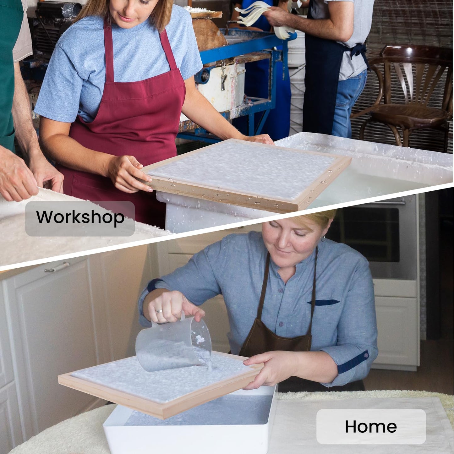 Caydo 3 Pieces Paper Making Frame Kit, Papermaking Mould and Deckle with Mesh, Absorbent Paper and Sponge for Adults Supplies(5 x 7 Inches, 7.5 x 9.8 Inches, 9.8 x 13 Inches)