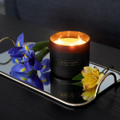 Benevolence LA 3 Wick Candle, Bergamot & Jasmine Large Christmas Scented Candles | Soy Candles | Holiday Candle Gifts for Women and Men | Home Fragrance | Aromatherapy | 14.5 Oz, 45 Hour Burn