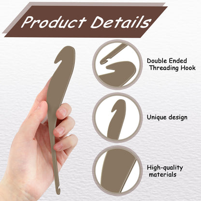 Solsew 3 Pcs Double Ended Threading Hook Plastic Loom Hook Tool for Sweater Scarf Tapestry Knitted Crafts