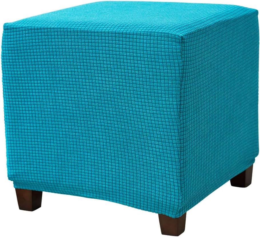 Daunkang Ottoman Cover Square Jacquard Ottoman Slipcover Storage Ottoman Protector Cover for Footrest Foot Stool