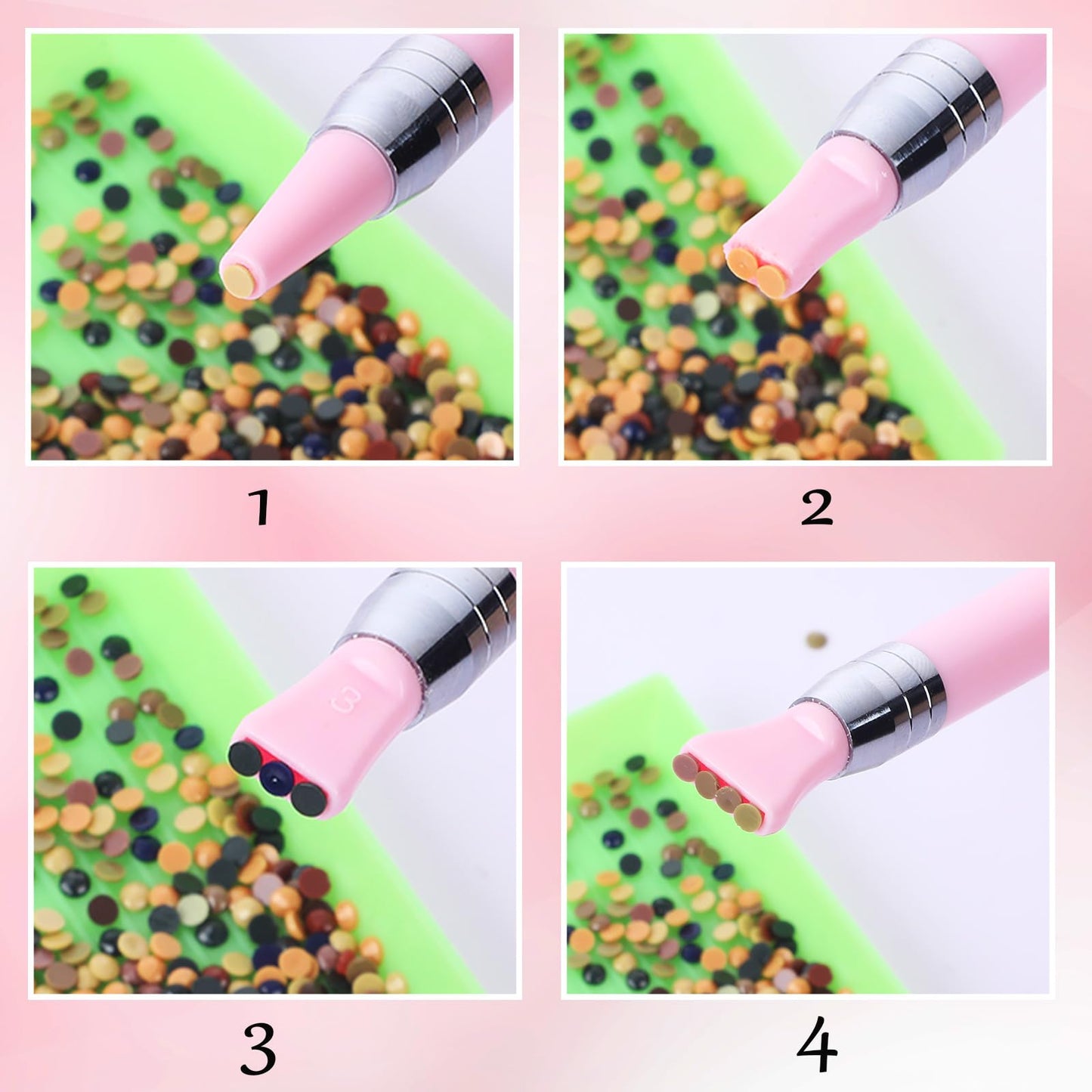 Jutom 2 Pcs Diamond Painting Pen with 40 Pcs Diamond Painting Wax Pen Replacement Wax Glue Accessories Tool Quickly Pick up Beads Gems for DIY Art (Multiple Heads)
