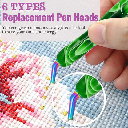 Heyseri Diamond Painting Pens, “Classic Wax Stylus” Diamond Art Pen, Gem Painting Tools Accessories, Gem Art Pen with Metal Tips for 5D Craft Nail