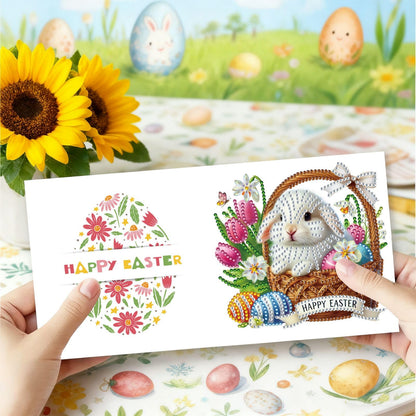 BAYUNOE 12Pcs Easter Greeting Card DIY Diamond Art Painting Greeting Cards Special Shaped Diamond Blessing Folding Card Kit Arts Crafts for Holiday Festival-01