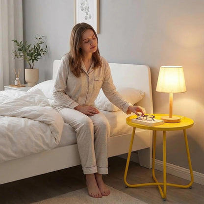 Compact Yellow Outdoor Side Table for Garden and Patio