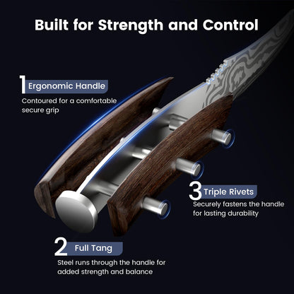 SYOKAMI Steak Knives Set of 6 with Portable Leather Roll & Individual Sheaths, 4.8 Inch Non Serrated Dinner Knives, High Carbon Stainless Steel, Full Tang Wood Handle, Gift Box for BBQ Outdoor Dining
