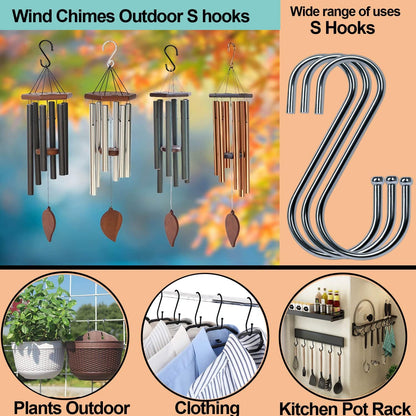 Heavy Duty S Hooks, Stainless Steel Metal for Hanging Pots and Pants, 10 Pack, Supports up to 35 Pounds